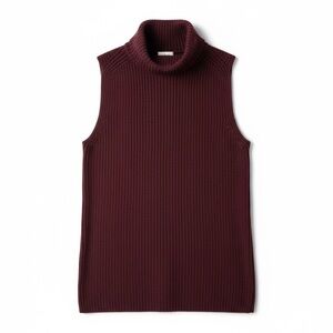 Aritzia Wilfred Deep Burgundy Knit Vest - 100% Italian Wool - Size Medium